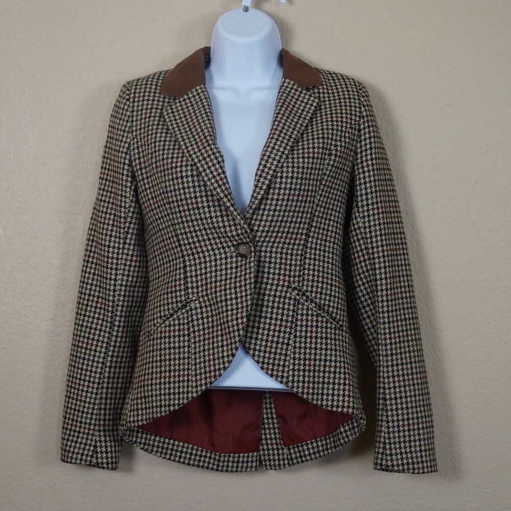 H&M Brown and Red Plaid Blazer